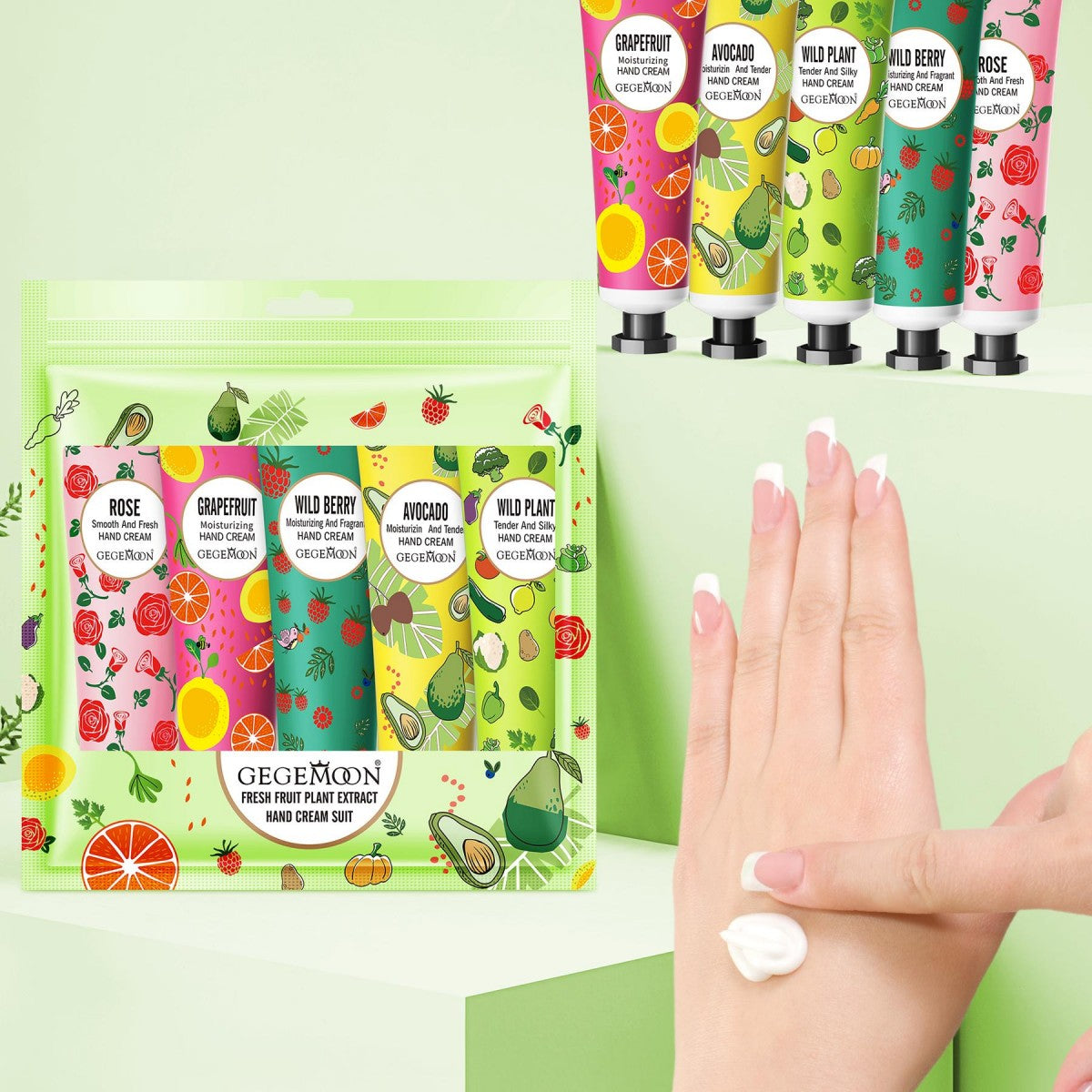 5pcs Plant & Fruit Fragrance Hand Cream Set – Moisturizing, Nourishing & Anti-Chap Hand Care for Soft, Smooth Skin